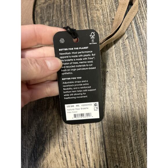 Allbirds XXL Sports Bra Natural Flow Bralette Merino Wool Blend 42-46 Brown - Picture 4 of 5